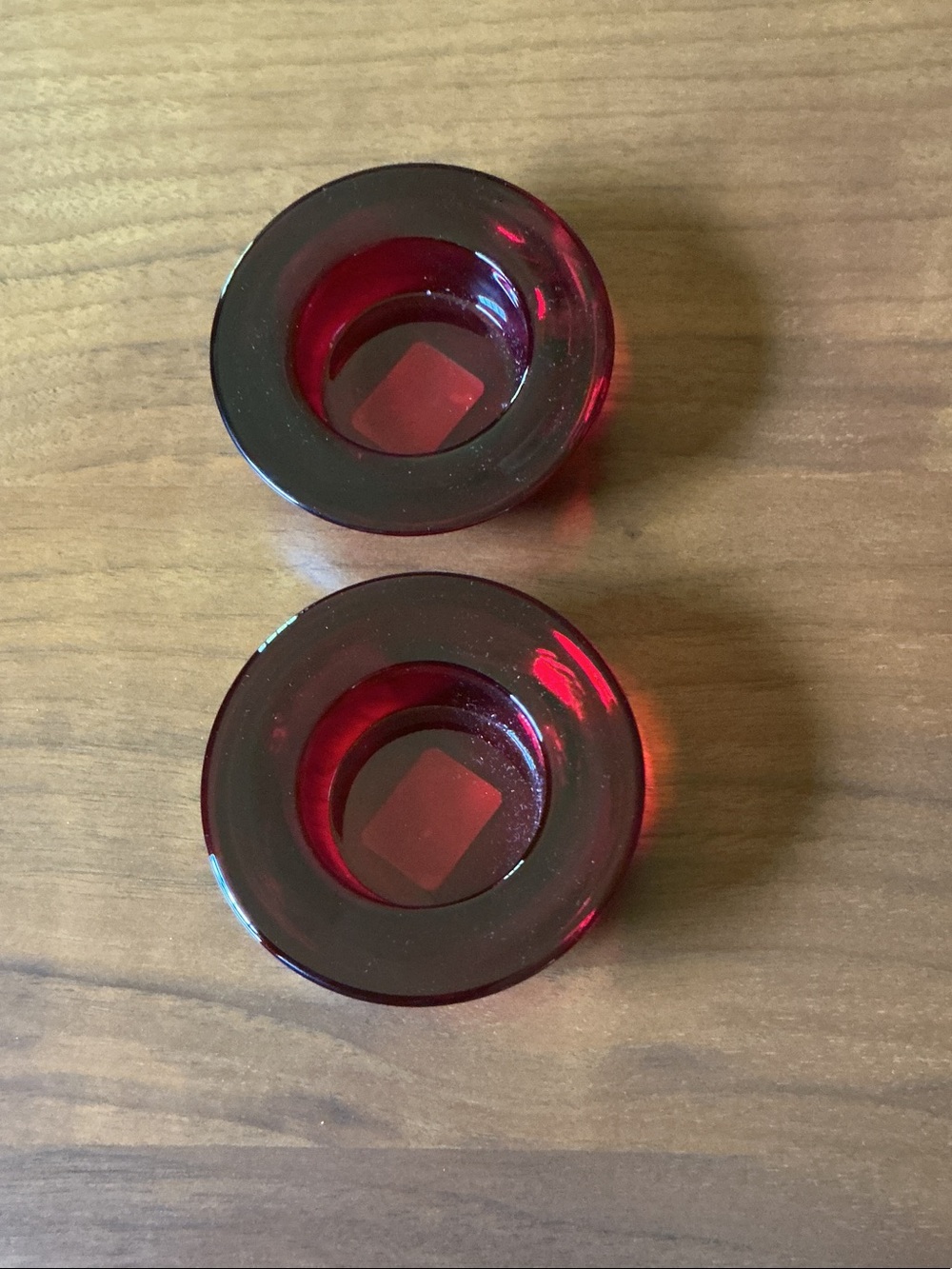 Crate&Barrel Red Glass Votive Holders - Pair